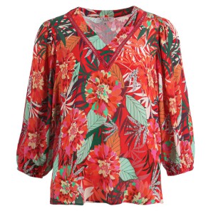 Z Blouse 3/4 ballonmw - Rood dessin